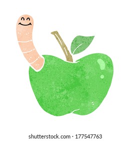 caricatura de manzana con gusano