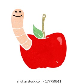 caricatura de manzana con gusano