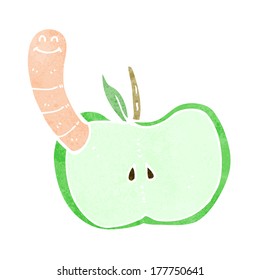 Cartoon-Apfel mit Wurm