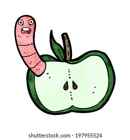 cartoon apple with worm
