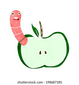 cartoon apple with worm