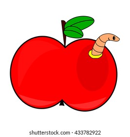 Cartoon apple with worm vector symbol icon design. illustration isolated on white background