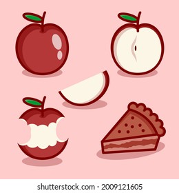 cartoon apples and variations of slices as well as cartoon pies