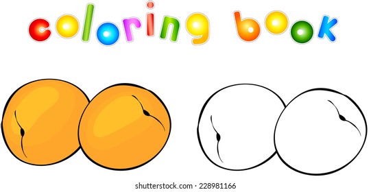 Cartoon apricot coloring book. Vector illustration for children