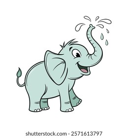 Cartoon Aqua Green Elephant Bringing Joy to All