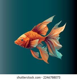 Pescado acuario de dibujos animados con motivos. Ilustración vectorial, impresión para fondo, impresión en tela, papel, papel pintado, empaque.