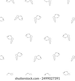 Cartoon aquatic animals. Seamless pattern. Coloring Page. Fish characters underwater world. Marine life. Vector drawing. Design ornaments.