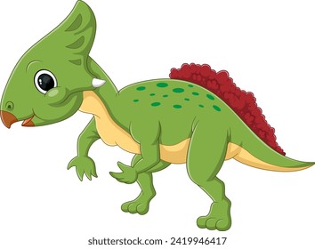 Cartoon aquilops dinosaur on white background of illustration