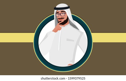 Cartoon Arab Emirates Portrait vector illustration. 