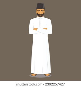 cartoon arab people wearing men's robes