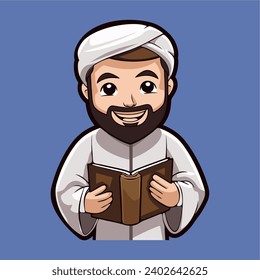 cartoon of arabian moslem holding alquran