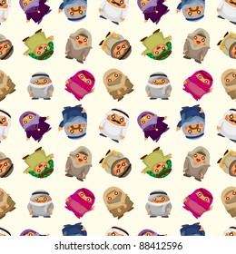 cartoon Arabian people seamless pattern