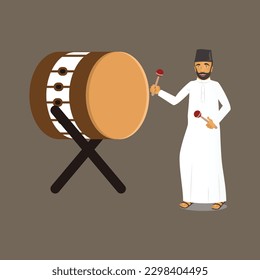 cartoon arabic people beating drum