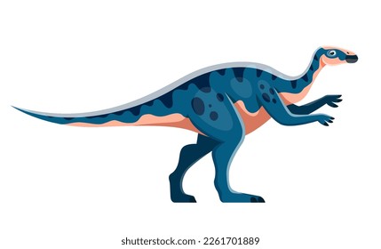 Cartoon Aralosaurus dinosaur character. Prehistoric herbivore dinosaur or beast, Cretaceous period reptile or monster vector funny personage. Ancient wildlife spotted lizard, extinct animal