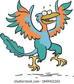 Cartoon archaeopteryx dinosaur illustration vector