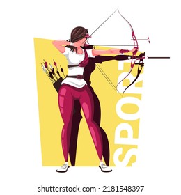 Cartoon archer. An athlete with a bow.