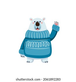 Cartoon arctic bear. Christmas vector card