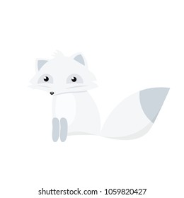 Cartoon arctic fox. Vector image isolated on white background