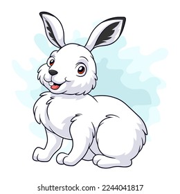 Cartoon arctic rabbit on white background