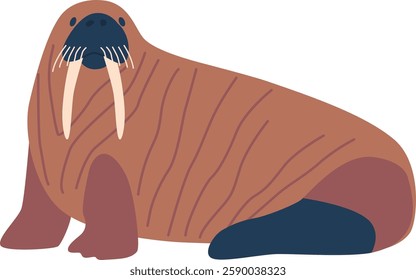 Cartoon arctic walrus with tusks