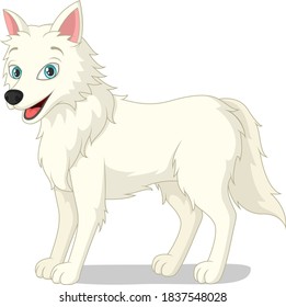 Cartoon arctic wolf on white background