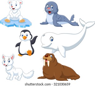 Cartoon Arctics animals collection set 