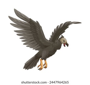 Cartoon argentavis character. Isolated vector gigantic prehistoric bird, among the largest flying birds ever discovered, with a wingspan up to 7 meters, thriving in miocene era argentina