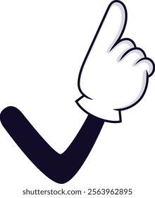 Cartoon arm forming a check mark with its forearm while simultaneously raising its index finger in a pointing gesture, conveying approval and direction