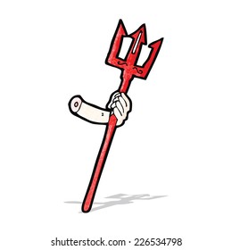 cartoon arm holding devil fork