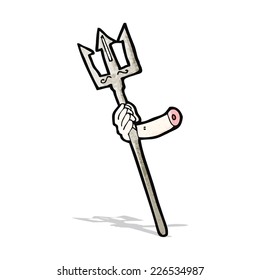 cartoon arm holding trident