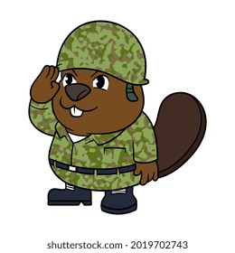 Cartoon Army Beaver Vektor Illustration