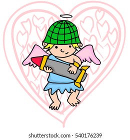 Cartoon army cupid vector art
