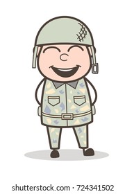 Cartoon Army Man Smiling Face with Open Mouth Vector Expression