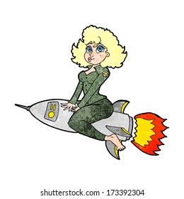 cartoon army pin up girl riding missile