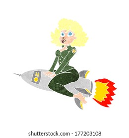 cartoon army pin up girl riding missile