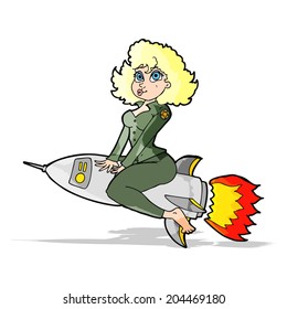 cartoon army pin up girl riding missile