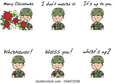 cartoon army set