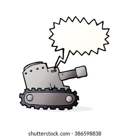 cartoon army tank with speech bubble