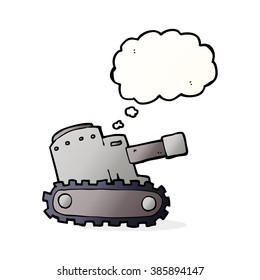 cartoon army tank with thought bubble