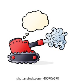 cartoon army tank with thought bubble