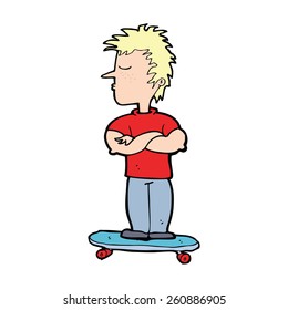 cartoon arrogant boy on skateboard