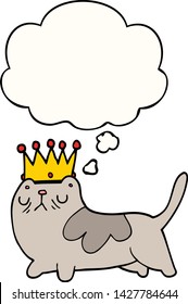 Cartoon Arrogant Cat With Thought Bubble