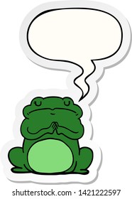 cartoon arrogant frog with speech bubble sticker