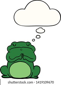 cartoon arrogant frog with thought bubble