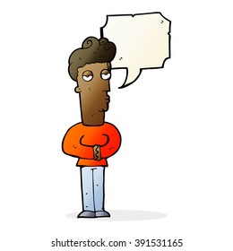 cartoon arrogant man with speech bubble