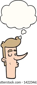 cartoon arrogant man with thought bubble
