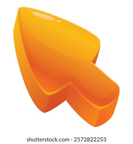 Cartoon arrow pointing to the right in a glossy orange finish for use in web design, mobile applications, and print media