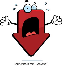 A cartoon arrow with a scared expression.