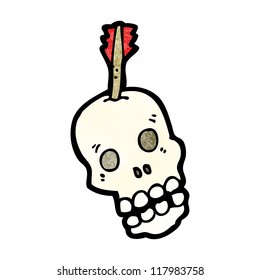 cartoon arrow in skull