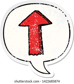 cartoon arrow with speech bubble distressed distressed old sticker